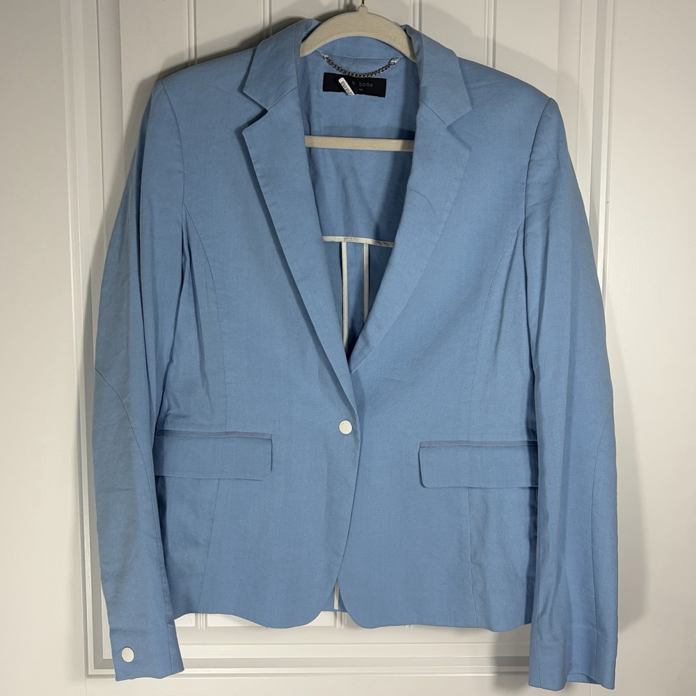 Rag & Bone New‎ York Blue One Button Blazer Women's Size 4 Tailored Jacket